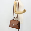 Burberrys Hand Bag Leather 2way Brown Gold Auth 178273-24