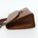 Burberrys Hand Bag Leather 2way Brown Gold Auth 178273-4