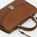 Burberrys Hand Bag Leather 2way Brown Gold Auth 178273-6