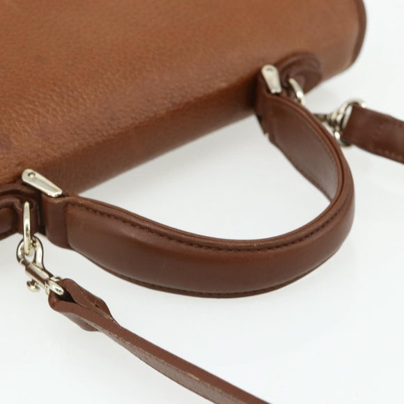 Burberrys Hand Bag Leather 2way Brown Gold Auth 178273