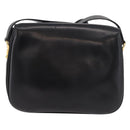 CELINE Schoudertas Leer Zwart Goud Auth 178275-2