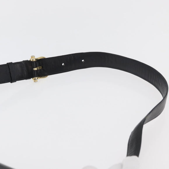 CELINE Schoudertas Leer Zwart Goud Auth 178275