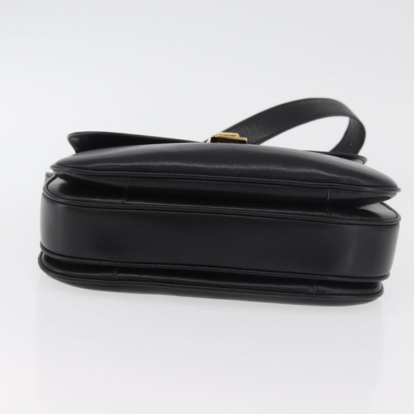 CELINE Schoudertas Leer Zwart Goud Auth 178275