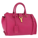 SAINT LAURENT Petit Cabas Hand Bag Leather 2way Pink Gold Auth 178276A-1