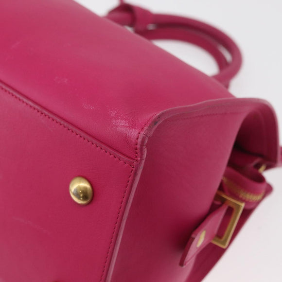 SAINT LAURENT Petit Cabas Hand Bag Leather 2way Pink Gold Auth 178276A