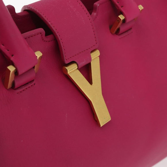 SAINT LAURENT Petit Cabas Hand Bag Leather 2way Pink Gold Auth 178276A