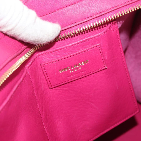 SAINT LAURENT Petit Cabas Hand Bag Leather 2way Pink Gold Auth 178276A