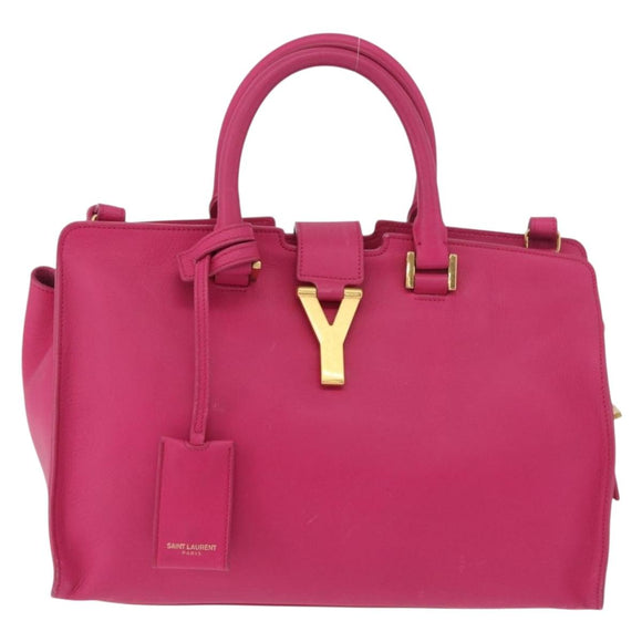 SAINT LAURENT Petit Cabas Hand Bag Leather 2way Pink Gold Auth 178276A