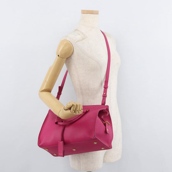 SAINT LAURENT Petit Cabas Hand Bag Leather 2way Pink Gold Auth 178276A