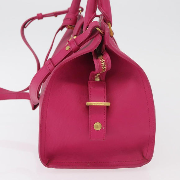 SAINT LAURENT Petit Cabas Hand Bag Leather 2way Pink Gold Auth 178276A