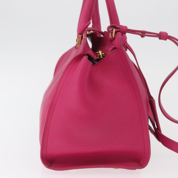 SAINT LAURENT Petit Cabas Hand Bag Leather 2way Pink Gold Auth 178276A