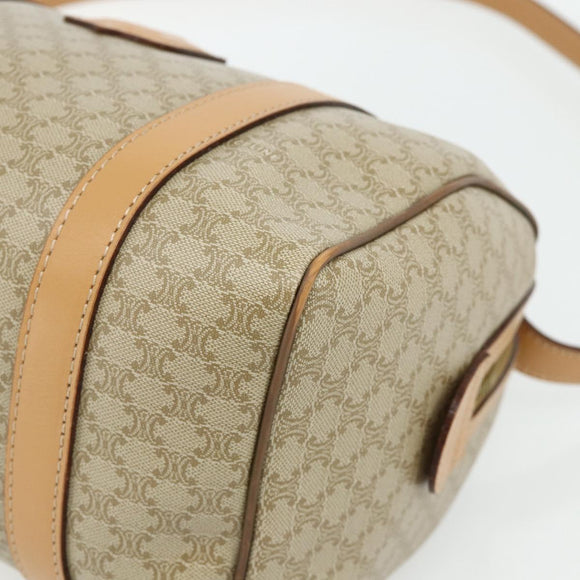 CELINE Macadam Canvas Hand Bag PVC 2way Beige Gold Auth 178288A