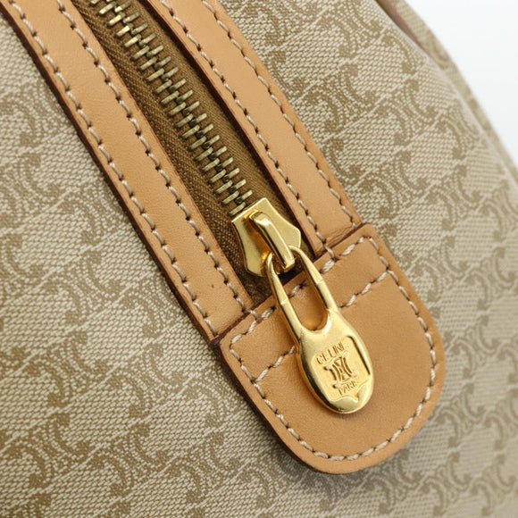 CELINE Macadam Canvas Hand Bag PVC 2way Beige Gold Auth 178288A