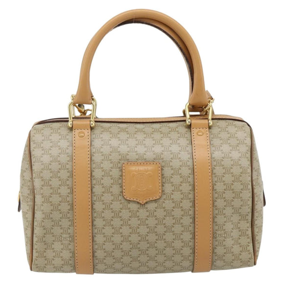 CELINE Macadam Canvas Hand Bag PVC 2way Beige Gold Auth 178288A