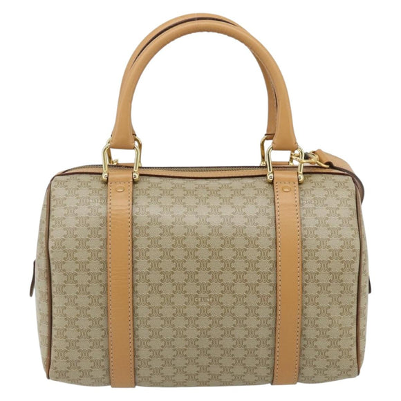 CELINE Macadam Canvas Hand Bag PVC 2way Beige Gold Auth 178288A