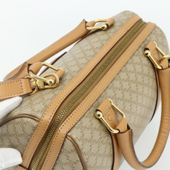 CELINE Macadam Canvas Hand Bag PVC 2way Beige Gold Auth 178288A