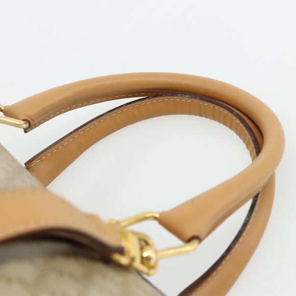 CELINE Macadam Canvas Hand Bag PVC 2way Beige Gold Auth 178288A