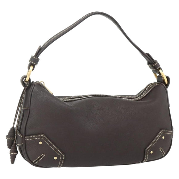 BALLY Shoulder Bag Leather Brown Gold Auth 178289A