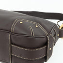 BALLY Shoulder Bag Leather Brown Gold Auth 178289A-12
