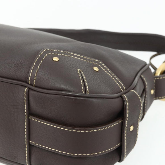 BALLY Shoulder Bag Leather Brown Gold Auth 178289A