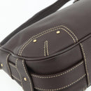 BALLY Shoulder Bag Leather Brown Gold Auth 178289A-13