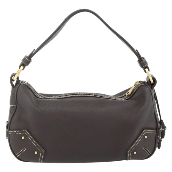 BALLY Shoulder Bag Leather Brown Gold Auth 178289A