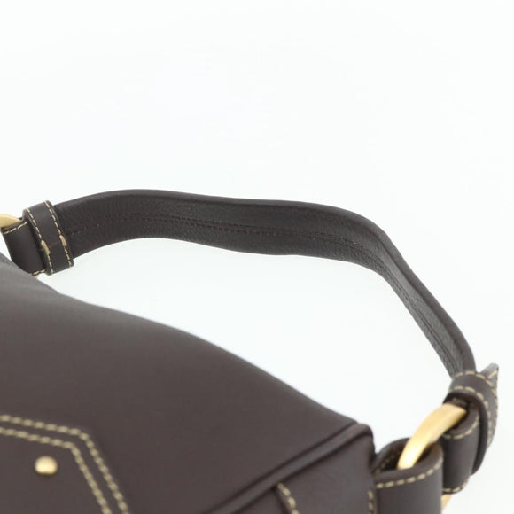 BALLY Shoulder Bag Leather Brown Gold Auth 178289A