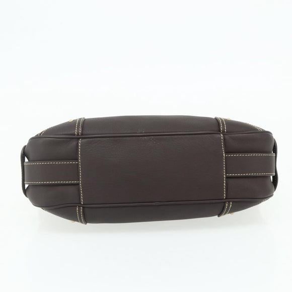 BALLY Shoulder Bag Leather Brown Gold Auth 178289A