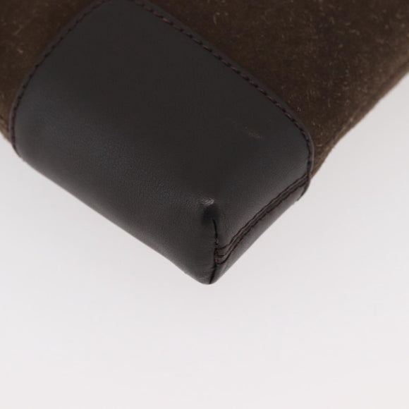 LOEWE Anagram Shoulder Bag Suede Brown Gold Auth 178291A