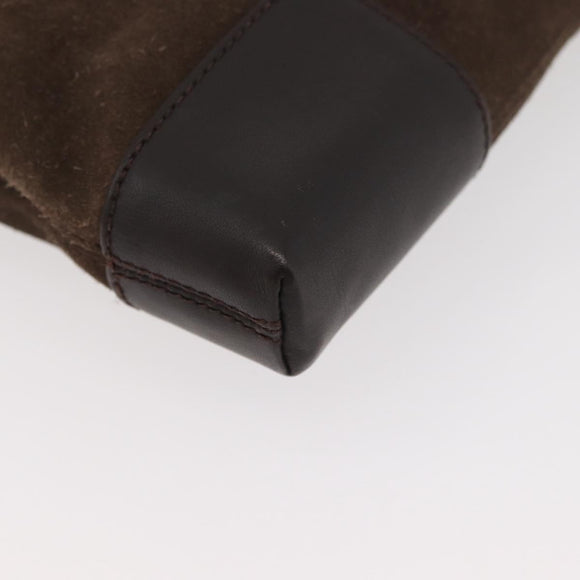 LOEWE Anagram Shoulder Bag Suede Brown Gold Auth 178291A