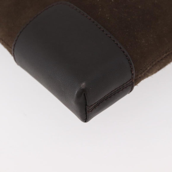LOEWE Anagram Shoulder Bag Suede Brown Gold Auth 178291A