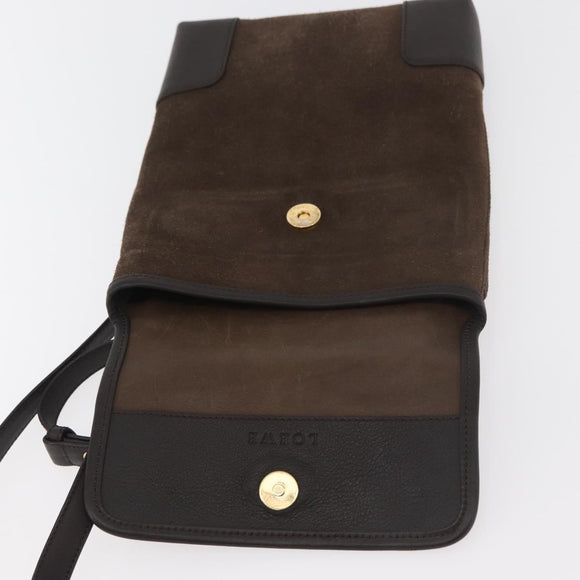 LOEWE Anagram Shoulder Bag Suede Brown Gold Auth 178291A