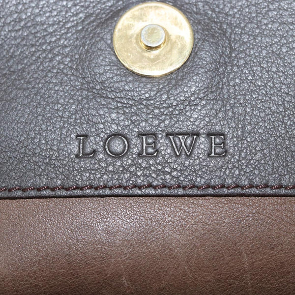 LOEWE Anagram Shoulder Bag Suede Brown Gold Auth 178291A