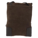 LOEWE Anagram Shoulder Bag Suede Brown Gold Auth 178291A-3