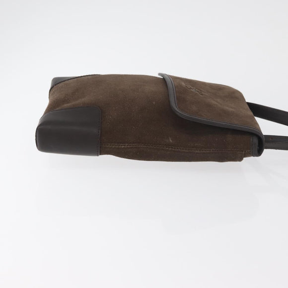 LOEWE Anagram Shoulder Bag Suede Brown Gold Auth 178291A