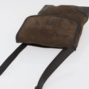 LOEWE Anagram Shoulder Bag Suede Brown Gold Auth 178291A-6