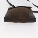 LOEWE Anagram Shoulder Bag Suede Brown Gold Auth 178291A-9