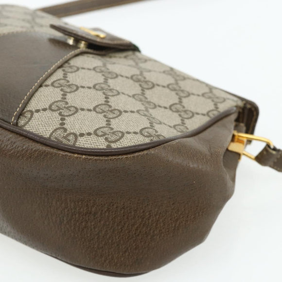 GUCCI Web Sherry Line GG Supreme Bag PVC Beige Gold 66 02 024 Auth 178292