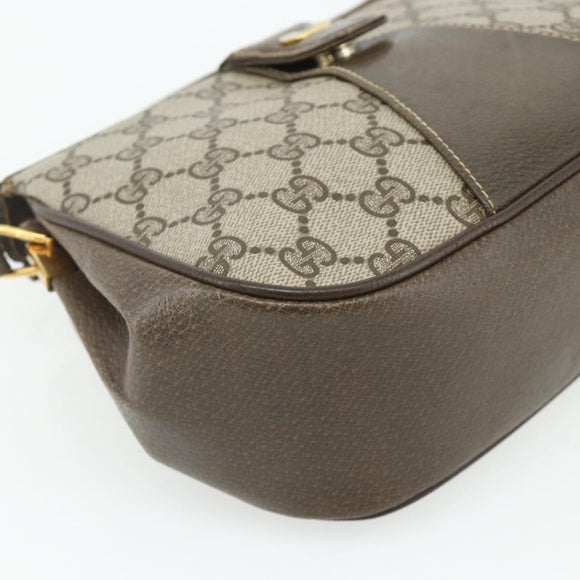GUCCI Web Sherry Line GG Supreme Bag PVC Beige Gold 66 02 024 Auth 178292
