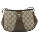 GUCCI Web Sherry Line GG Supreme Bag PVC Beige Gold 66 02 024 Auth 178292-2