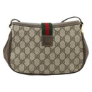 GUCCI Web Sherry Line GG Supreme Bag PVC Beige Gold 66 02 024 Auth 178292-3
