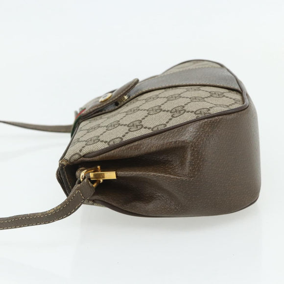 GUCCI Web Sherry Line GG Supreme Bag PVC Beige Gold 66 02 024 Auth 178292