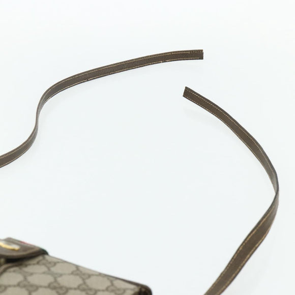 GUCCI Web Sherry Line GG Supreme Bag PVC Beige Gold 66 02 024 Auth 178292