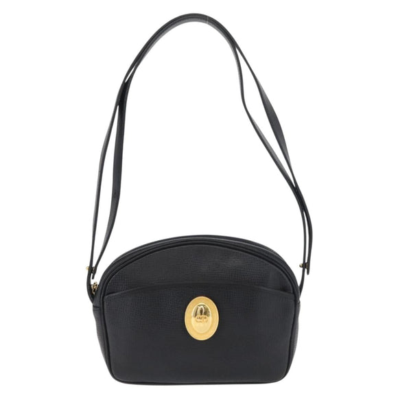 Christian Dior Shoulder Bag Leather Black Gold Auth 178293A