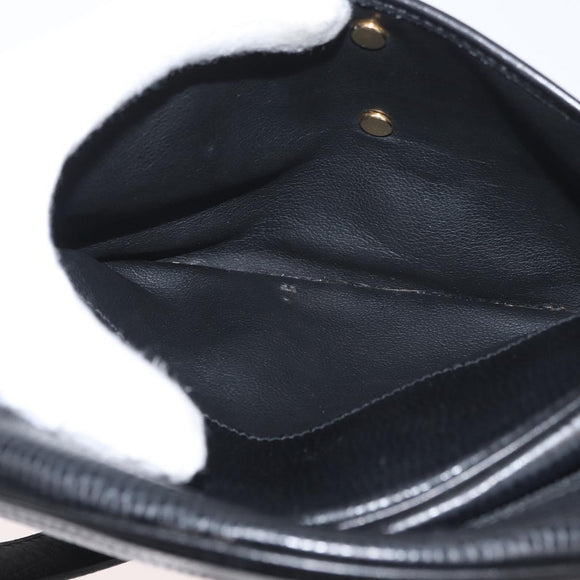Christian Dior Shoulder Bag Leather Black Gold Auth 178293A