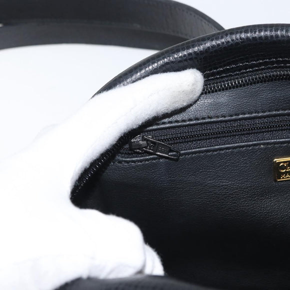 Christian Dior Shoulder Bag Leather Black Gold Auth 178293A