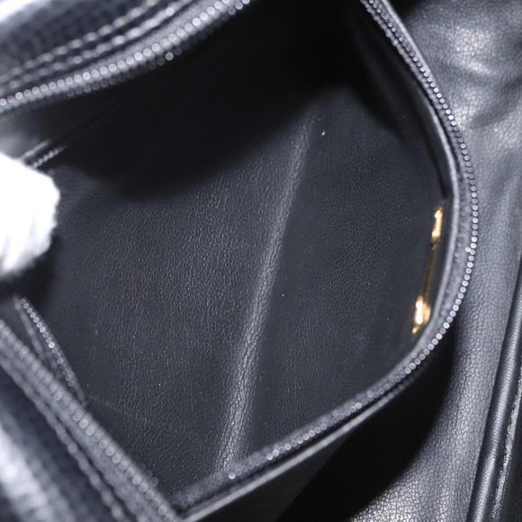 Christian Dior Shoulder Bag Leather Black Gold Auth 178293A