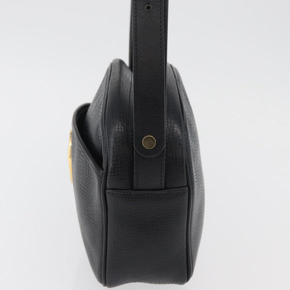 Christian Dior Shoulder Bag Leather Black Gold Auth 178293A