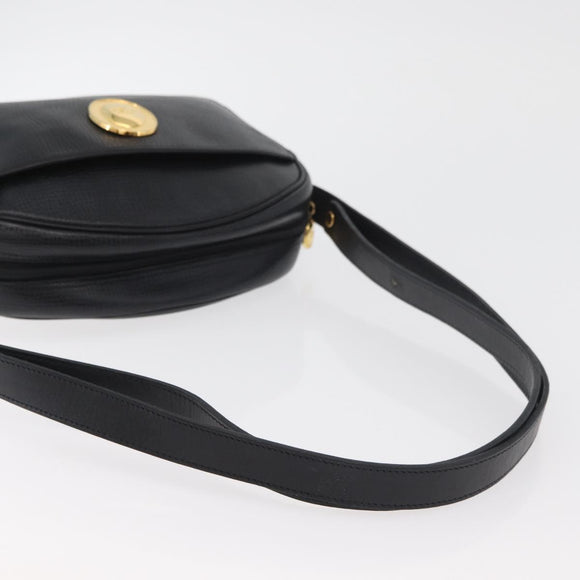 Christian Dior Shoulder Bag Leather Black Gold Auth 178293A