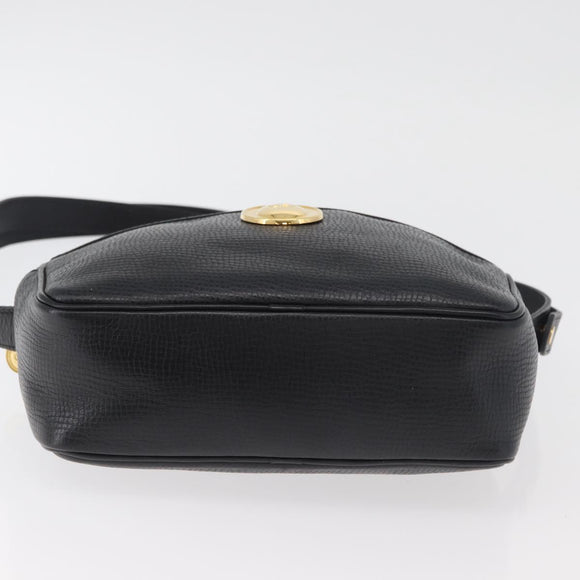 Christian Dior Shoulder Bag Leather Black Gold Auth 178293A